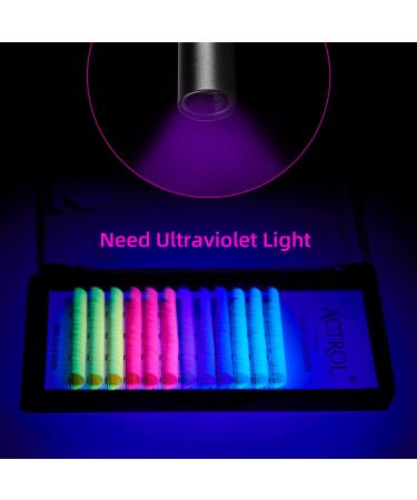 Colorful Neon UV Eyelash Extensions 15mm 0.07C Easy Fan - Blue, Yellow, Purple, Pink - Buy Online on SooperMarket.com
