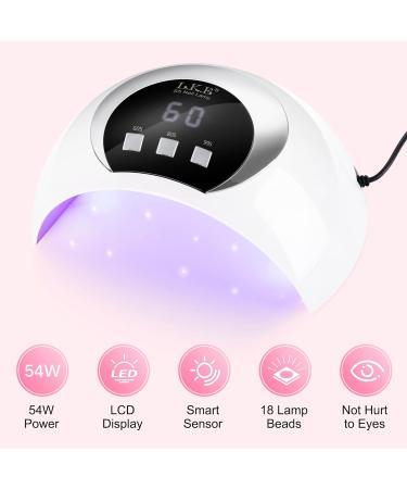 54W UV LED Nail Lamp for Gel Nail Curing | 3 Timers, LCD Display, Smart Sensor | USB Plug | Fingernail & Toenail Dryer (White) - Buy Online on SooperMarket.com