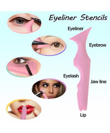 SHANPIN Eyeliner Stencils: Reusable Silicone Makeup Assistant Tool - 5 in 1 Pink Eyelash Shield, Eyebrow Shaping, Jaw Line, Lip Line - Perfect for Beginners - Buy Online on SooperMarket.com