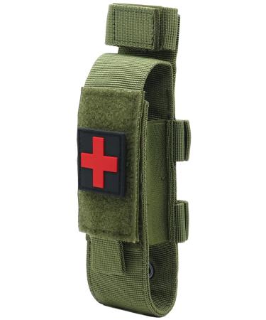 Yoncono Tactical Molle Tourniquet holder portable tq bag military first aid equipment suitcase & trauma medical scissor pocket #1 army green