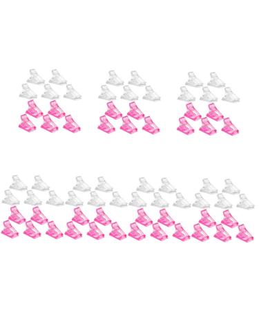 Mikinona Nail Kits 84 pcs Tool Nail Clip Fiberglass Clamp LED Extension Kit Art Tip Clamps Accessories Salon Building Fixing DIY for Fixation Finger A Fake Pinchers Quick Tips Forms Manicure Tools 4X3X2CMx7pcs White Pinkx7pcs