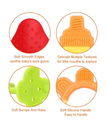 BPA Free Silicone Baby Teething Toys - 6 Pack | Freezer Safe & Organic Infant Teethers for Natural Brain Development - Buy Online on SooperMarket.com