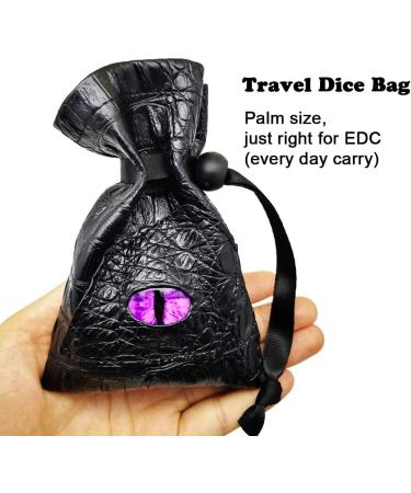 Haxtec Dragon Dice Bag - Small Drawstring Leather DND Pouch for Dungeons & Dragons - Purple Eye Design - Patent D893867 - Buy Online on SooperMarket.com
