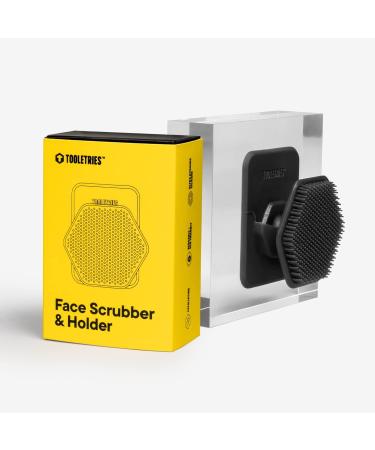 Tooletries Silicone Face Scrubber & Holder - Gentle Exfoliating Facial Cleansing Brush - Shower Storage Grip, Charcoal - Buy Online on SooperMarket.com