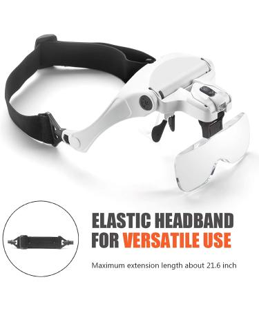 Petiarkit Headband Magnifier with LED Light Head Mounted Magnifying Glasses for Close Work 5 Clear Magnifying Lenses - Buy Online on SooperMarket.com