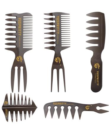 Noverlife 5PCS Men's Pompadour Hairstyling Combs - Professional Wide Teeth Texture Comb Set for Slicked Back Hairstyle - Buy Online on SooperMarket.com
