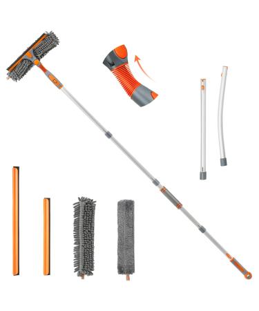 eazer Squeegee Window Cleaner 2 in 1 Rotatable Window Cleaning Tool Kit with Elbow/Straight Extension Pole, 62 Window Washing Equipment with Bendable Head for Indoor/Outdoor Car Glass