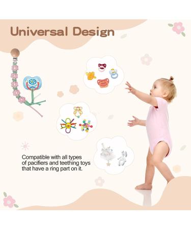 Symbolife Floral Daisy Macrame Pacifier Clip | Handmade Braided Cotton Paci Holder Leash | Unisex Baby Shower Gift - Buy Online on SooperMarket.com