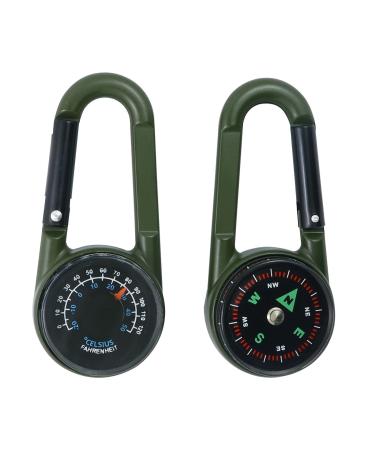Compass with a carabiner hook/thermometer compass with carabin hook compass carabiner compass key rings multifunctional portable carabiner made of metal for camping hiking 3-in-1 compass
