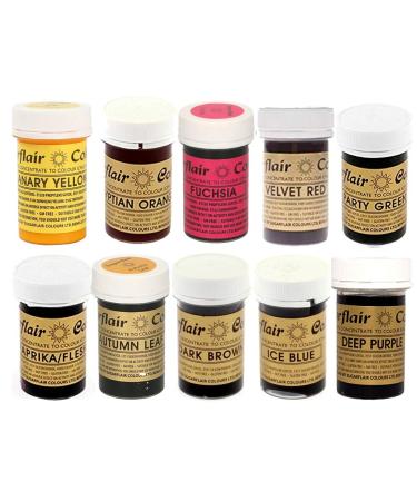 Sugarflair Set No 2 Set of 10 Food Colours -Spectral Food Colours Selected by Art of Cake (10x25g )x