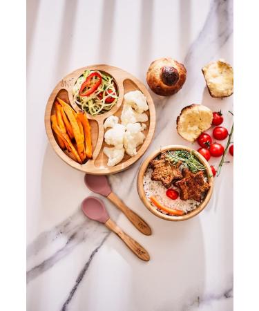 ShipShape Bamboo Baby Weaning Set | Suction Plates & Bowls, Spoons, Bib | Free eBook | Toddler Feeding Set in Turkish Rose - Buy Online on SooperMarket.com