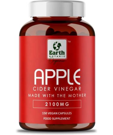 Earth BOTANIC Organic High Strength Apple Cider Capsule with Mother 2100mg 150 Count