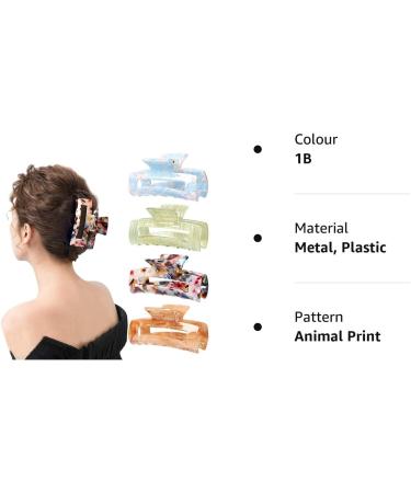 HAYHOI 4PCS Leopard Print Hair Claw Clips - Stylish Hair Accessories for Women and Girls - Celluloid French Butterfly Jaw Grip Pin - Ideal for Thick, Thin, Curly, Straight, and Long Hair - Buy Online on SooperMarket.com