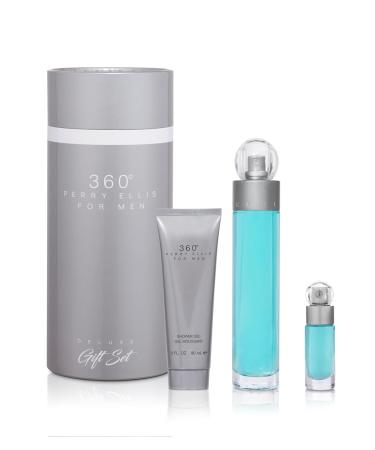 Perry Ellis 360 3-Piece Gift Set - Men's Cologne - 3.4 fl oz EDT 3 oz Shower Gel .25 fl oz EDT mini travel spray - fresh woody citrus aquatic long-lasting gift idea - Buy Online on SooperMarket.com