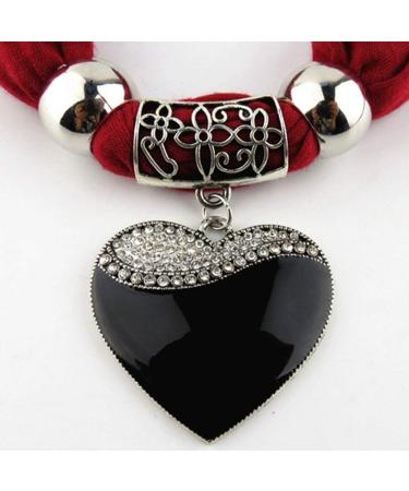 GUMEI Ethnic Style Heart Pendant Necklace with Nature Stone & Leopard Pattern Scarf - Buy Online on SooperMarket.com