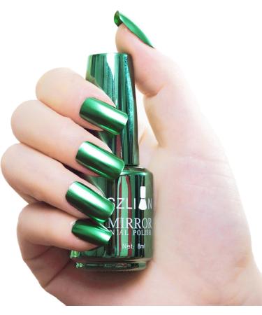 Green Nail Polish Chrome Metallic Nail Varnish Mirror Quick Dry Metal Effect No UV Needed Christmas Nail Art Polish Chrome Nail Polish - Buy Online on SooperMarket.com