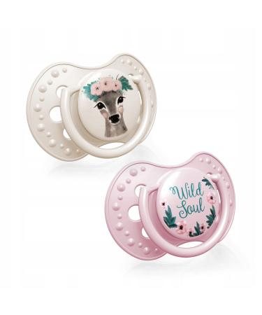 LOVI Dynamic Pacifier Wild Soul Collection Silicone BPA-free 2 Pack (6-18m Wild Soul Girl) 6-18m Wild Soul Girl