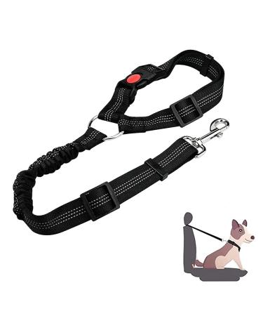 Dog belt for the car 1 piece of rapid belt dog car dog belt for the car back seat dog car seat belt pet safety belt with elastic for all dog breeds cats & car types (black)