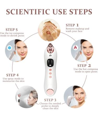 Blackhead Remover Pore Vacuum with Hot Ice Compress | USB Rechargeable & Water Spray | Electric Facial Cleanser for Acne Removal - Buy Online on SooperMarket.com