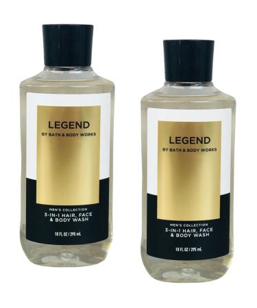Bath and Body Works For Men 3-in-1 Hair Face & Body Wash - Value Pack lot of 2 - Full Size (Legend) Legend 10 Fl Oz (Pack of 2)