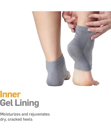 NatraCure Vented Moisturizing Gel Heel Sleeves - Skin Softening Treatment Socks for Cracked Heels & Dry Feet - Gray, Large - Buy Online on SooperMarket.com