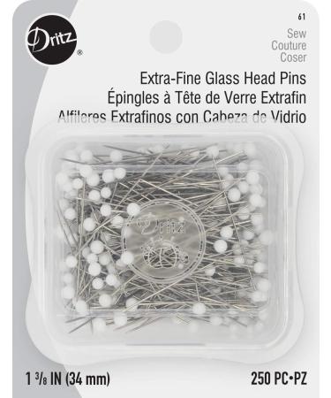 Dritz 61 Glass Head Pins Extra Fine 1-3/8-Inch (250-Count) White