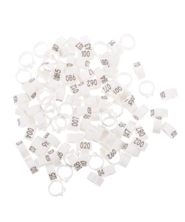 CORHAD 100 Pcs Pigeon Anklet Pigeons Identification Ring Duck Leg Number Plastic White Products 1.3X1.3CM White