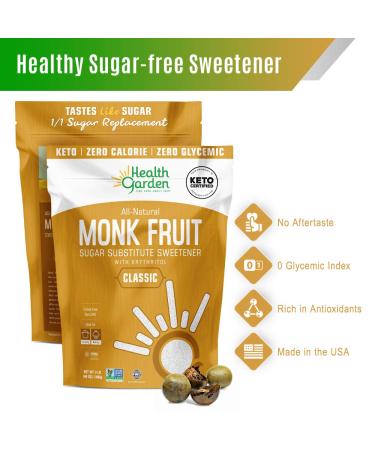 Health Garden Monk Fruit Sweetener Classic - Non GMO, Gluten Free, Sugar Substitute - Kosher, Keto Friendly (3 lbs) - Buy Online on SooperMarket.com