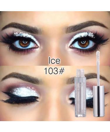 Weixinbuy 12 Colors Liquid Eyeshadow Glitter Metallic Eyeshadow Shining Shimmer Glitter Highly Pigmented Liquid Eyeliner Waterproof Long Lasting ((103#Ice)) - Buy Online on SooperMarket.com