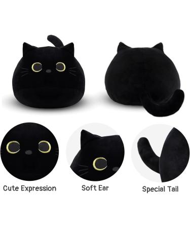KOMUNJ Black Cat Plush 30cm - Soft Stuffed Animal Toy for Kids & Adults | Cute Cat Pillow Gift for Valentines & Birthday - Buy Online on SooperMarket.com