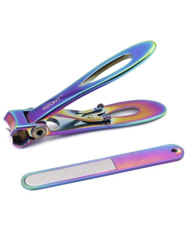 SZQHT Ultra Wide Jaw Opening Nail Clippers Set Toenail Clippers for Thick Nails Cutter for Ingrown Manicure Pedicure Men & Women Big(Gray) Prismatic