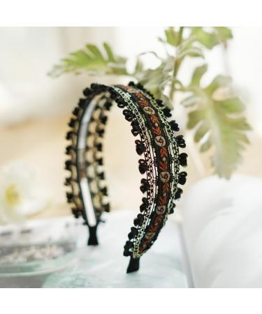 JSGHGDF Elegant Wide Hair Bands Photo Booth s Wide Headband Party Headpiece Garland Floral Headband for Music Festivals Coffee - Buy Online on SooperMarket.com
