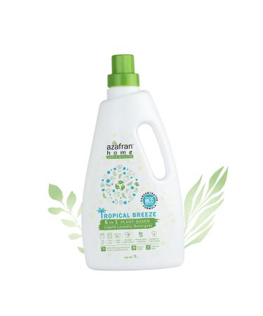 Azafran Home Laundry Detergent Liquid - Eco-Friendly Washing Detergent - Tropical Breeze Plant Based Scent (1 Liter)