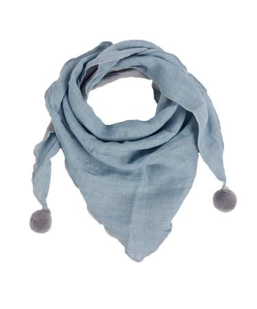 Asudaro Baby Scarf Boy Girl Neckerchief Head Neck Children's Scarf Cute Triangle Cotton Scarves with Hair Ball Neck Warmer for Winter Autumn Sky Blue
