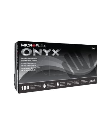 Microflex Onyx N64 Disposable Nitrile Exam Gloves for Automotive Metal Fabrication w/Textured Fingertips - Medium Black (Box of 100) Medium (Pack of 100) Box (100)