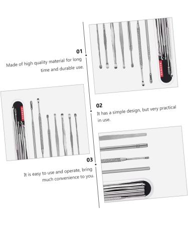 KALLORY 7pcs Ear Picking Tool Set - 3 Sets Spring Ear Cleaning Tools - Silver Ear Care Set 12x1x1cm - Buy Online on SooperMarket.com