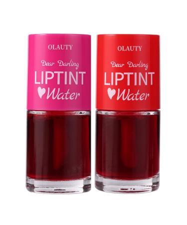 Water Lip Tint Strawberry/Cherry korean Lip Tint Stain Natural Moisturizing& Non-sticky Lip/Eye/Cheek 3 in 1 Lip Gloss Smudge-proof & Lightweight Vivid Color Strawberry+Cherry