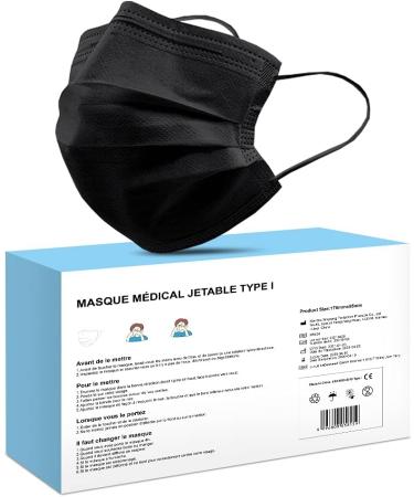 MEDI SANT 50+1 Black Disposable Surgical Masks - EN14683 Type I BFE 95% 3-Ply Protective Face Masks for International Shipping - Buy Online on SooperMarket.com