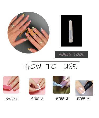 Buy MISUD Short Round Press On Nails - Colorful French Tip Acrylics | 24 Pcs Glossy Summer Artificial Nails - International Shipping Available - Buy Online on SooperMarket.com