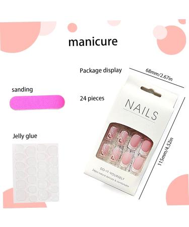 1 Set Press on Nails French Square Fake Nails Full Cover Short Press on Nails Reusable Short Nails Press on Cute Press on Nails Set for Women Home - Buy Online on SooperMarket.com