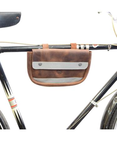 Hide & Drink Durable Leather Reflective Bike Pannier - Bourbon Brown - Buy Online on SooperMarket.com