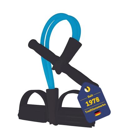 Best Sporting Soft BodyTrimmer I Ideal for full body training i training band with handle and footwear I resistance tape in blue I Expander Fitness I training straps i fitness i strength training