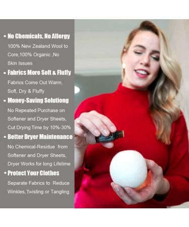 Wool Dryer Balls 6 Pack XL - 100% Organic New Zealand Wool Core - Chemical Free Fabric Softener Alternative by LEVIBASIC - Buy Online on SooperMarket.com