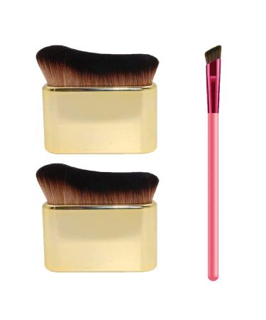 Siren Makeup Brush BeCausePro Siren Brush Foundation Makeup Brush Foundation Brush for Liquid Makeup Cream Powder (2 PCS Gold)