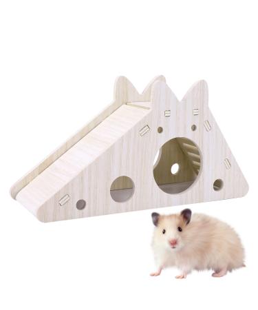 Tiesome Mini hamster house with ladder and slide small hamster toy hiding hut rat hiding place Small animal activity toy DIY hamster cage Accessories for small pets (7.08x2.75x3.74in)