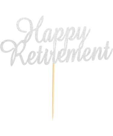 Arthsdite Happy Retirement Cake Topper Retired Cake Pick Retirement Theme Birthday Party Cake Decorations Supplies - Silver Glitter - Buy Online on SooperMarket.com