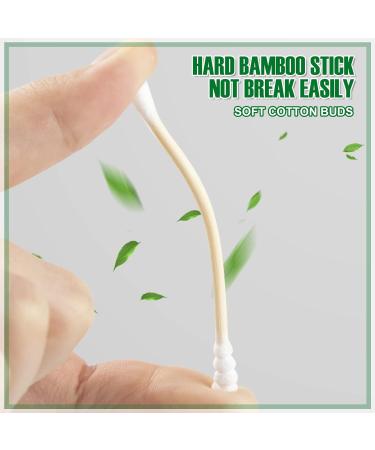 Nuduko Bamboo Cotton Swabs 500 Count | 100% Compostable & Organic | Eco-Friendly Biodegradable Wooden Cotton Buds | Plastic-Free Spiral/Round Head | 500 Pack - Buy Online on SooperMarket.com