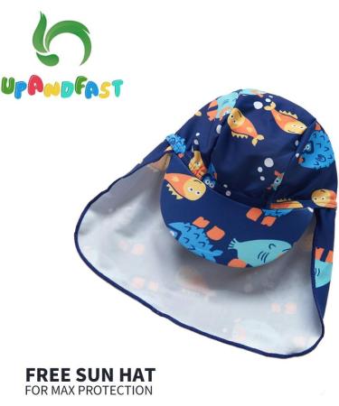 UPF 50+ Baby Boy Swimwear Set with Sun Hat | Blue Fish Design | 2-3 Years - Buy Online on SooperMarket.com