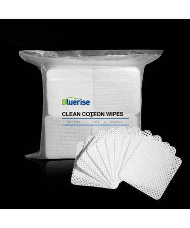 BLUERISE 500Pcs Nail Pliosh Remover Lint Free Nail Wipes Soft Gel Nail Polish Remover Pads Absorbable Eyelash Extension Glue Cleaning Wipes 500PCS White