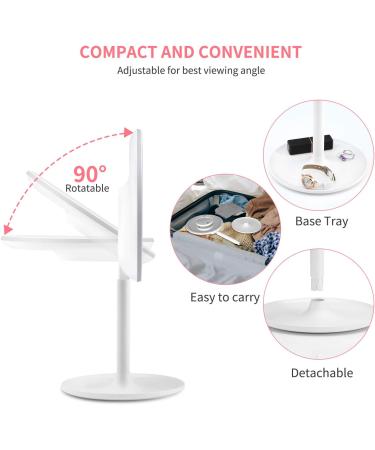 Rechargeable Lighted Makeup Mirror with 1X/10X Magnification | 46 LED Lights | 3 Lighting Modes | Touch Screen Dimmable Vanity Mirror | 90 Rotation | Portable Travel Cosmetic Mirror - Buy Online on SooperMarket.com